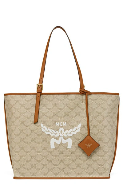 Mcm Himmel Medium Lauretos Shopper Tote In Silver Pink