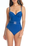 Bleu Rod Beattie Fine Line Underwire One-piece Swimsuit In Navy