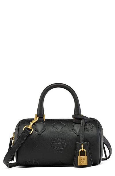 Mcm Small Ella Boston Leather Satchel In Black