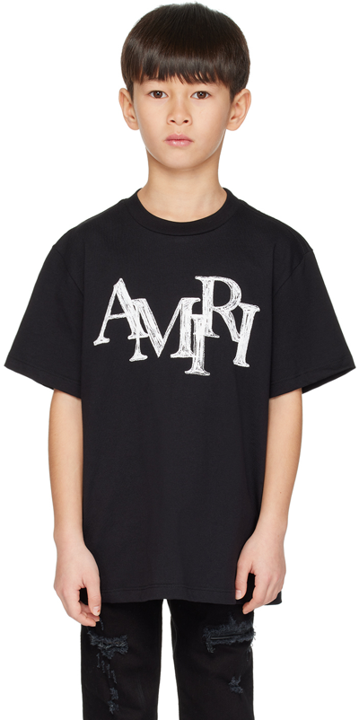 Amiri Kids Black Staggered Scribble T-shirt