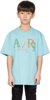 AMIRI KIDS BLUE STAGGERED SCRIBBLE T-SHIRT