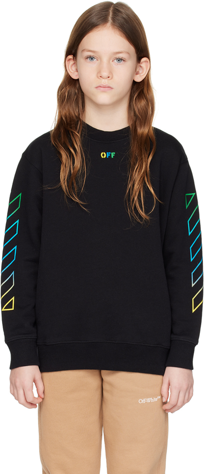 Off-white Kids Black Arrow Rainbow Sweatshirt In Black Multicolor