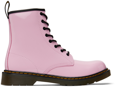 Dr. Martens' Kids Pink 1460 Big Kids Boots In Pale Pink Patent