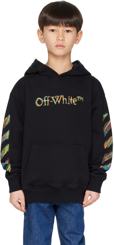 Off-white Kids Black Sketch Hoodie In Black Multicolor