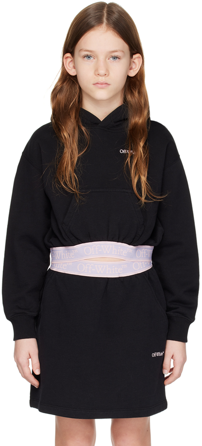 Off-white Kids Black Bookish Hoodie In Black Lilac