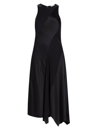 Cinq À Sept Front-slit Ruched-detail Midi Dress In Black