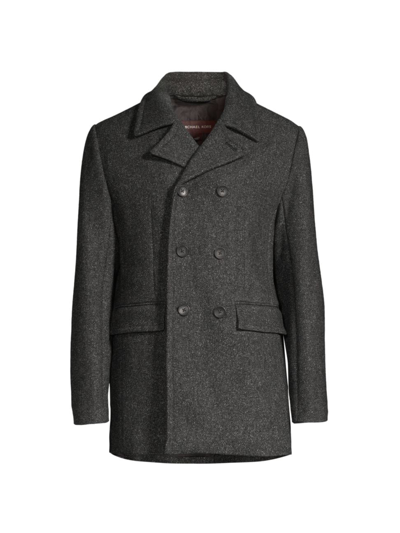 Michael Kors Wool Blend Double Breasted Overcoat In Black