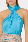 MILLY JEN SATIN TOP IN SKY BLUE