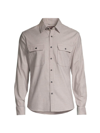Michael Kors Slim Fit Long Sleeve Button Front Stretch Shirt In Khaki