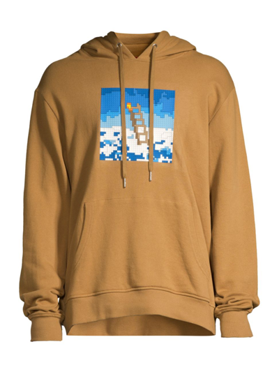 Mostly Heard Rarely Seen 8-bit Graphic-print Cotton Hoodie In Camel