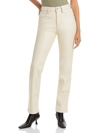 Good American Womens Faux Leather High Rise Straight Leg Pants In Beige