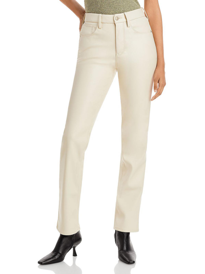 Good American Womens Faux Leather High Rise Straight Leg Pants In Multi