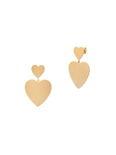 Shylee Rose Jewelry Women's 14k Yellow Gold Large Double Heart Drop Earrings