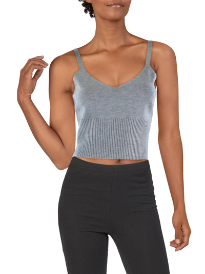 Alice And Olivia Womens Ribbed Cropped Tank Top In Grey