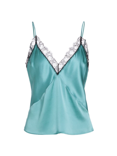 Kiki De Montparnasse Lace-panel Silk Sleeveless Top In Glacier