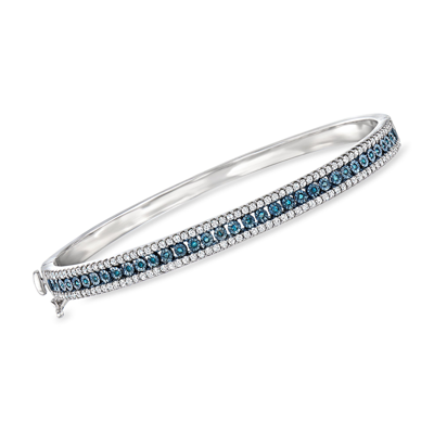 Ross-simons White And Blue Diamond Bangle Bracelet In Sterling Silver In Multi