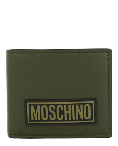 Moschino Logo Bi-fold Wallet In Green
