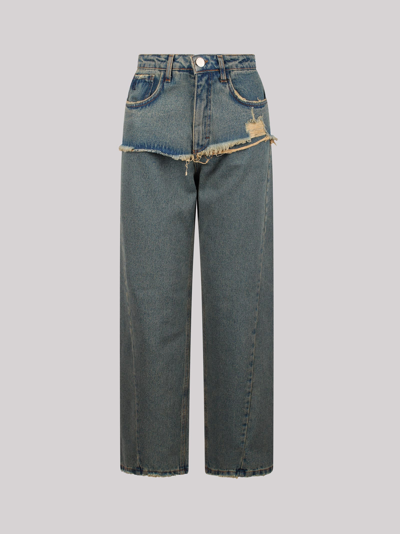 Federica Tosi Ripped-detail Wide-leg Jeans In Blau