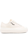 ISABEL MARANT WHITE SNEAKERS WITH PLATFORM AND LOGO DETAIL IN COTTON CANVAS WOMAN