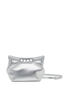 ALEXANDER MCQUEEN PEAK MINI SILVER HANDBAG IN LEATHER WOMAN