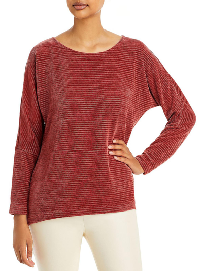 Chenault Womens Ribbed Wide Neck Pullover Top In Pink