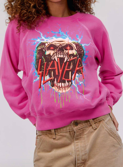 DAYDREAMER SLAYER ELECTRIFIED RAGLAN CREW IN PINK