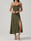 Astr Gaia Cowl Neck Satin Dress In Multi