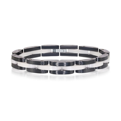 Metallo Stainless Steel Black And White Link Bracelet