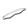 Ross-simons Black Diamond Wavy Bangle Bracelet In Sterling Silver In Multi