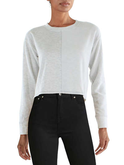 Aqua Womens Mixed Media Cropped Sweatshirt In Beige