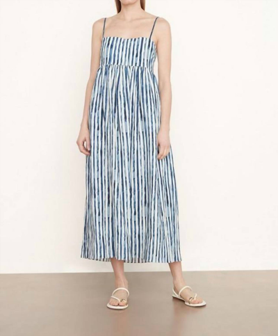 Vince Painterly Stripe Dress In Coastal Blue