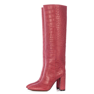 Toral Lampone Tall Boots With Animal Print In Red