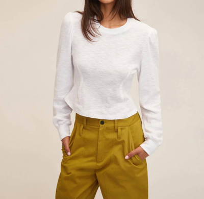 Marissa Webb Stretch Waffle Mabel Seamed Henley Top In White