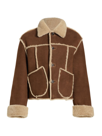 Re/done Women's Reversible Suede & Shearling Jacket In Espresso Shearling