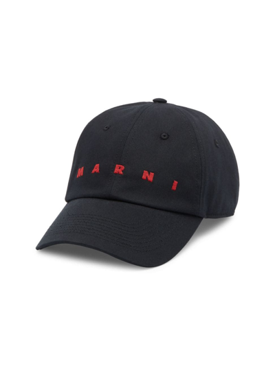 Marni Men's Logo-embroidered Baseball Cap In Black