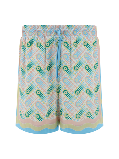 Casablanca Ping Pong Silk Shorts In Multicolor