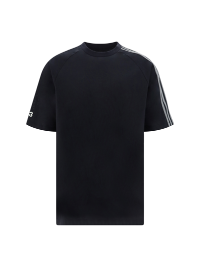 Y-3 3-stripes Cotton-blend Jersey T-shirt In Black