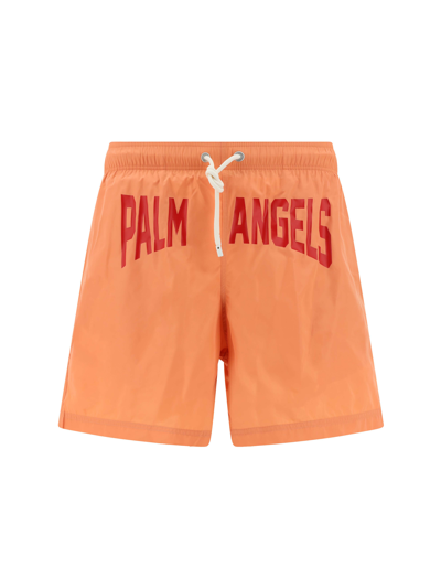 Palm Angels Logo-print Swim Shorts In Pink Red