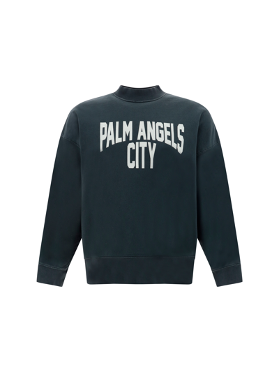 Palm Angels Sweatshirt In Dark Grey White
