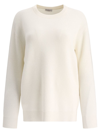 Brunello Cucinelli Women Cashmere English Rib Sweater With Monili In Neutral