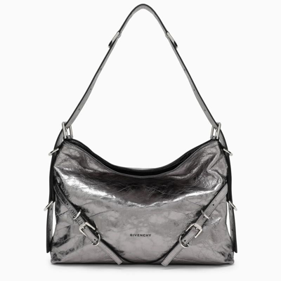 Givenchy Medium Voyou Bag In Silver Laminated In Grey