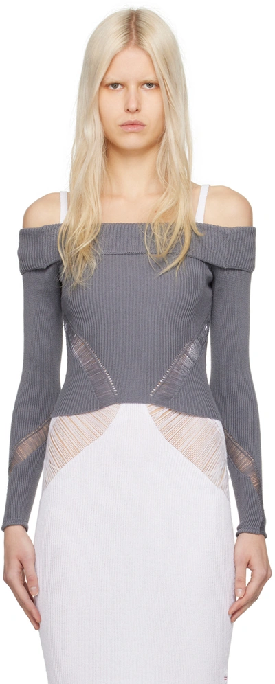 Isa Boulder Gray Floater Sweater In Ash