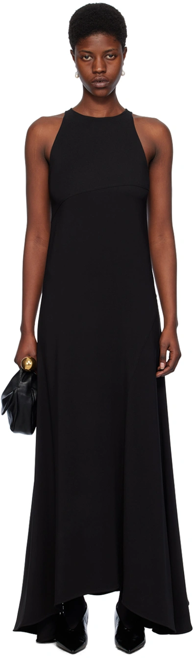 Jil Sander Felted-wool Shift Maxi Dress In Black