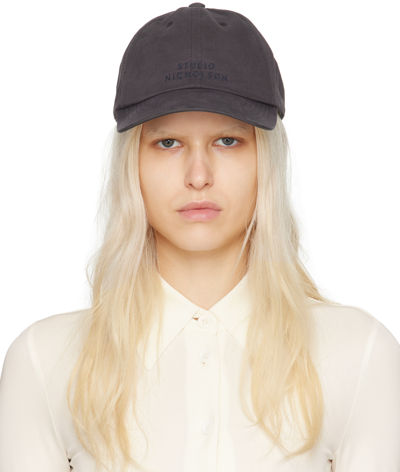 Studio Nicholson Grey Logo Cap In Asphalt