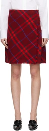 BURBERRY RED CHECK MIDI SKIRT