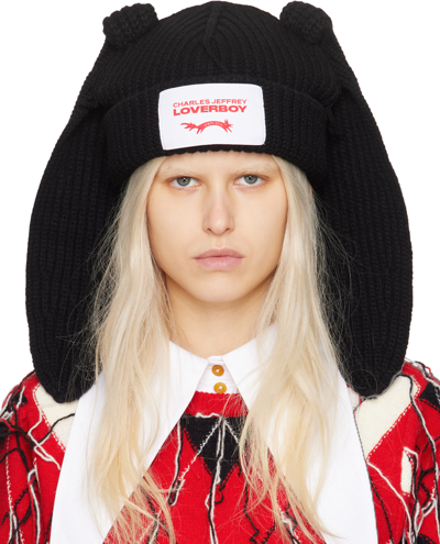 Charles Jeffrey Loverboy Black Chunky Rabbit Beanie