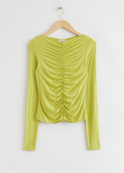 Other Stories Fitted Ruched Top In Yellow