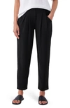 Eileen Fisher Pleated Georgette Crepe Ankle Pants In Black