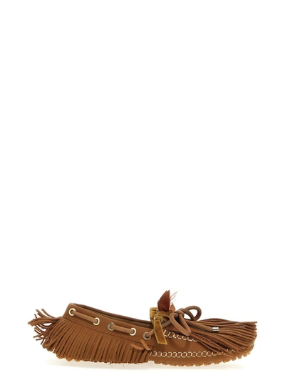 13 09 Sr Puli Fringe Leather Mocassins In Brown