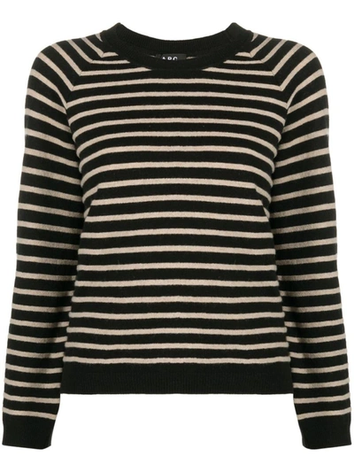 Apc A.p.c. Striped Knit Jumper In Tzf Noir/beige